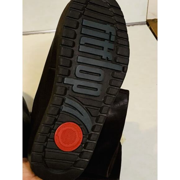 FitFlop Crush Dark Brown Mid Calf Boots Women’s 8 Side Zip Inside Leather Peel - Picture 7 of 8